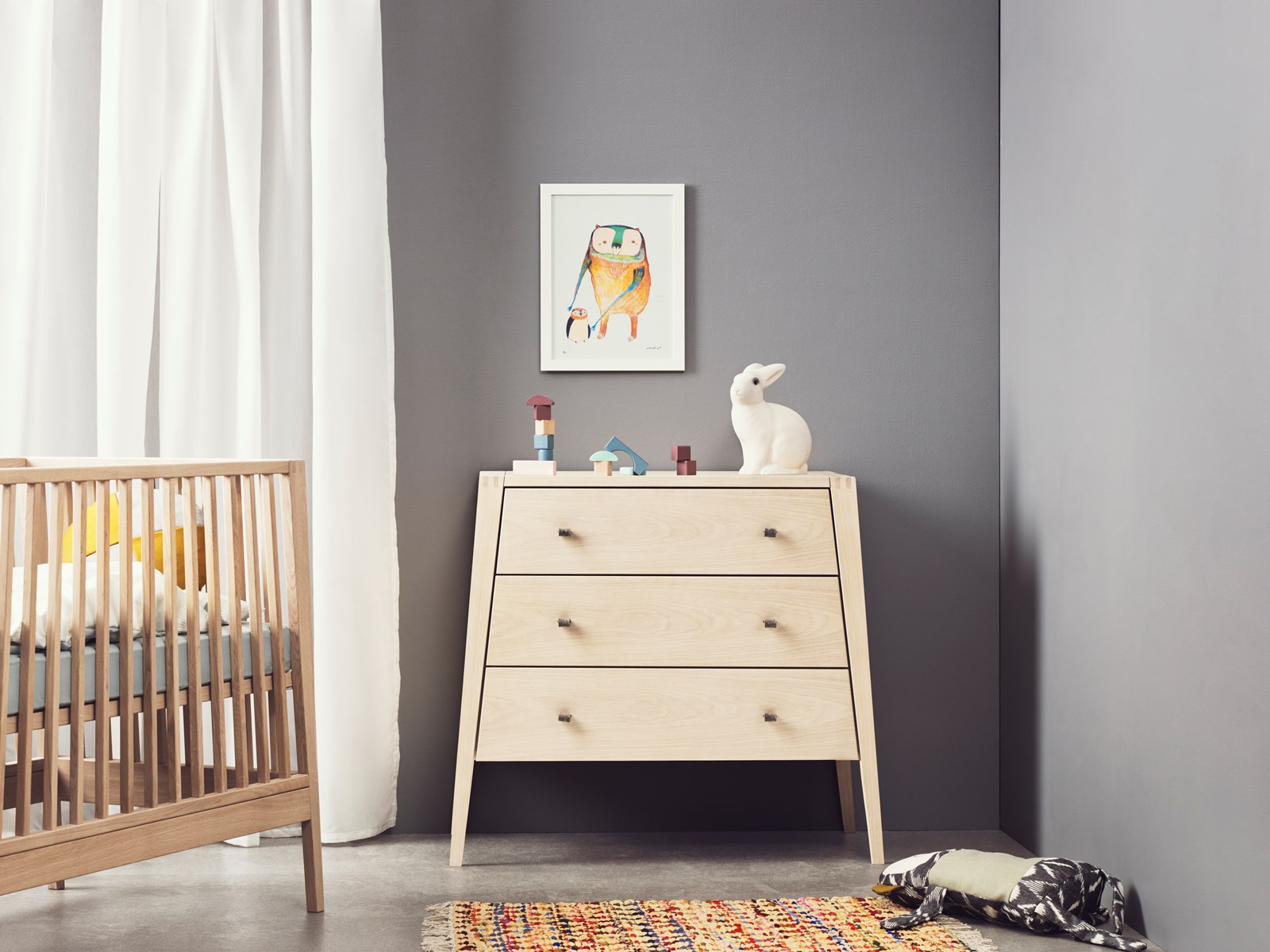 Leander Linea Kommode, 3 Schubladen inkl. Filzgriffe