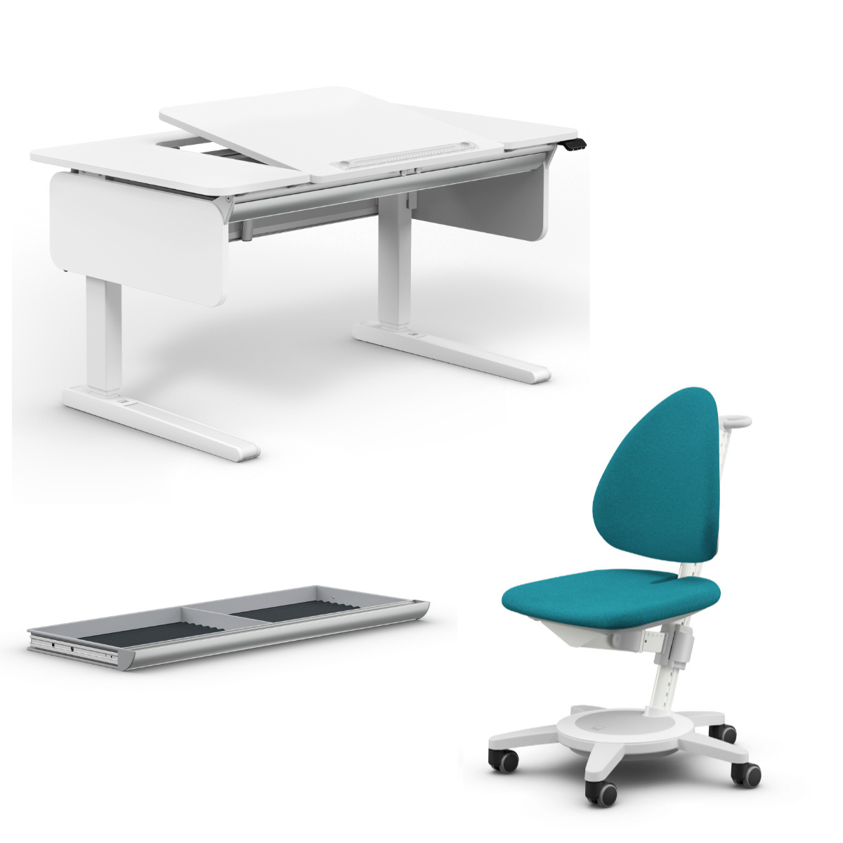 Moll e-Champion Center Up Schreibtisch + Maximo Schreibtischstuhl + Riesenschublade