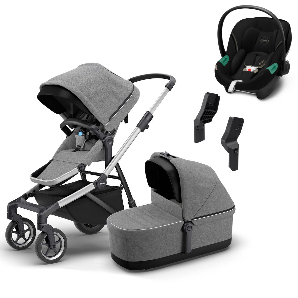 Thule Sleek Kinderwagen Set 3 in 1 mit Cybex Aton S2 I-Size