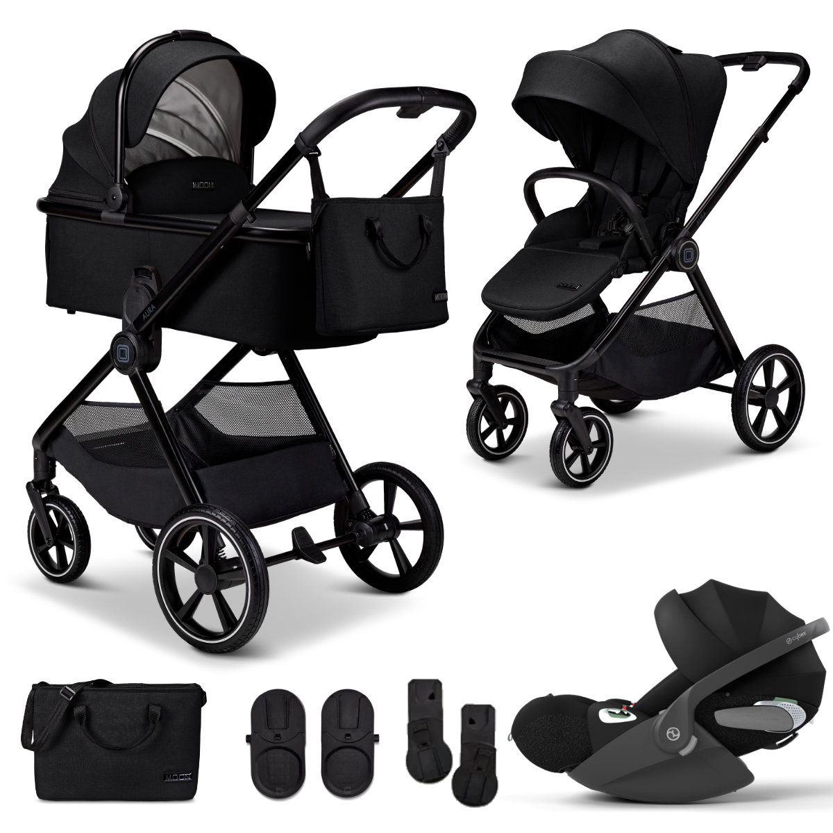 Moon Aura Kinderwagen Set 3 in 1 inkl. Cybex Cloud T i-Size Babyschale