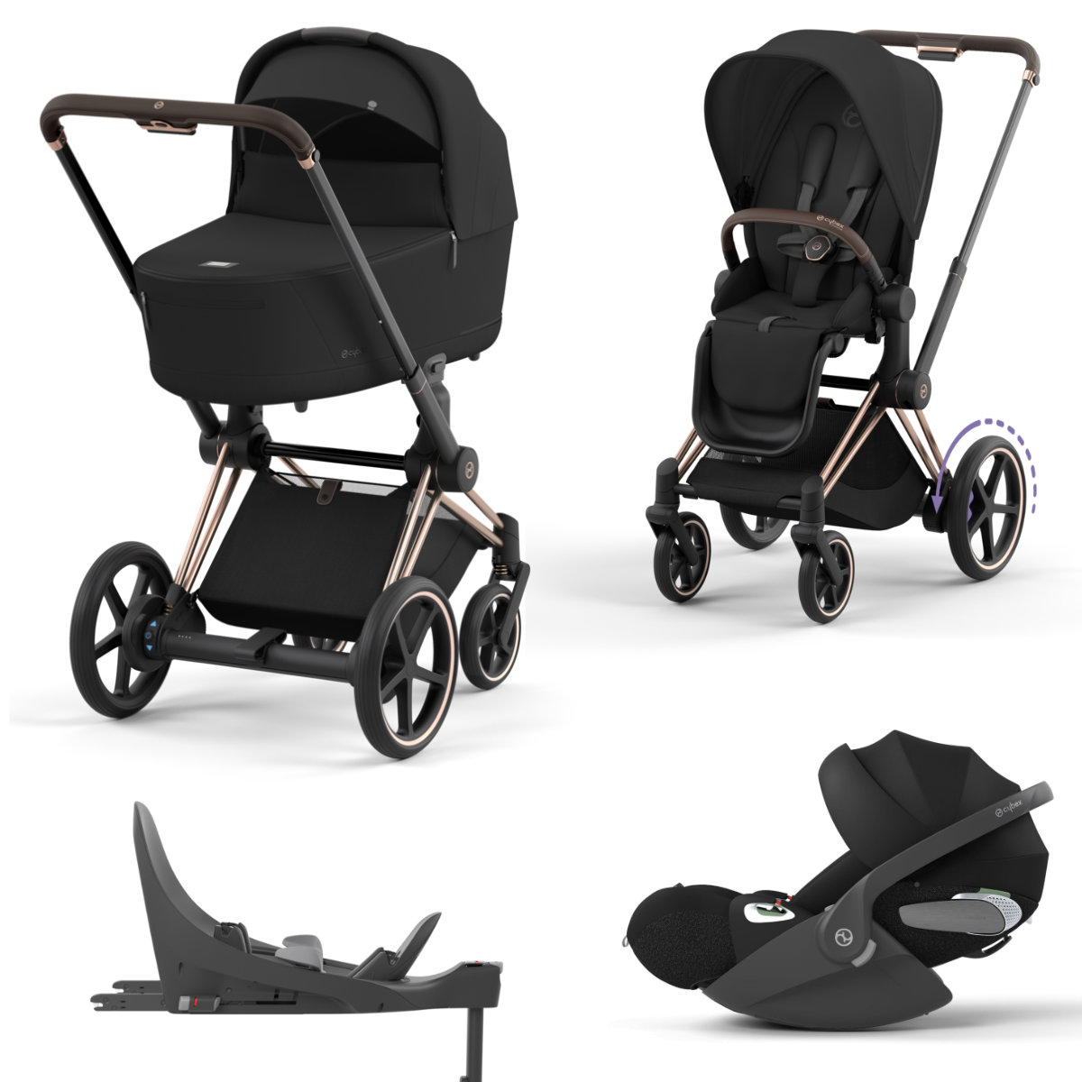 Cybex E-Priam Kinderwagen Set 4 in 1 inkl. Cybex Cloud T i-Size Babyschale