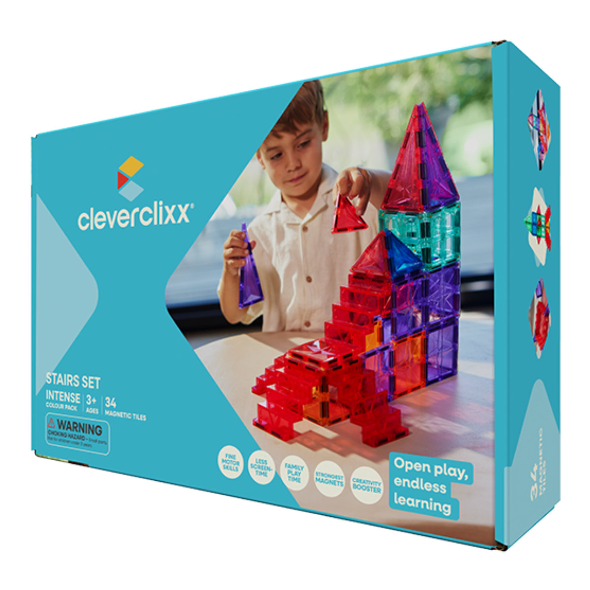 Cleverclixx Stairs Set Intense – 34 Teile Magnetbausteine