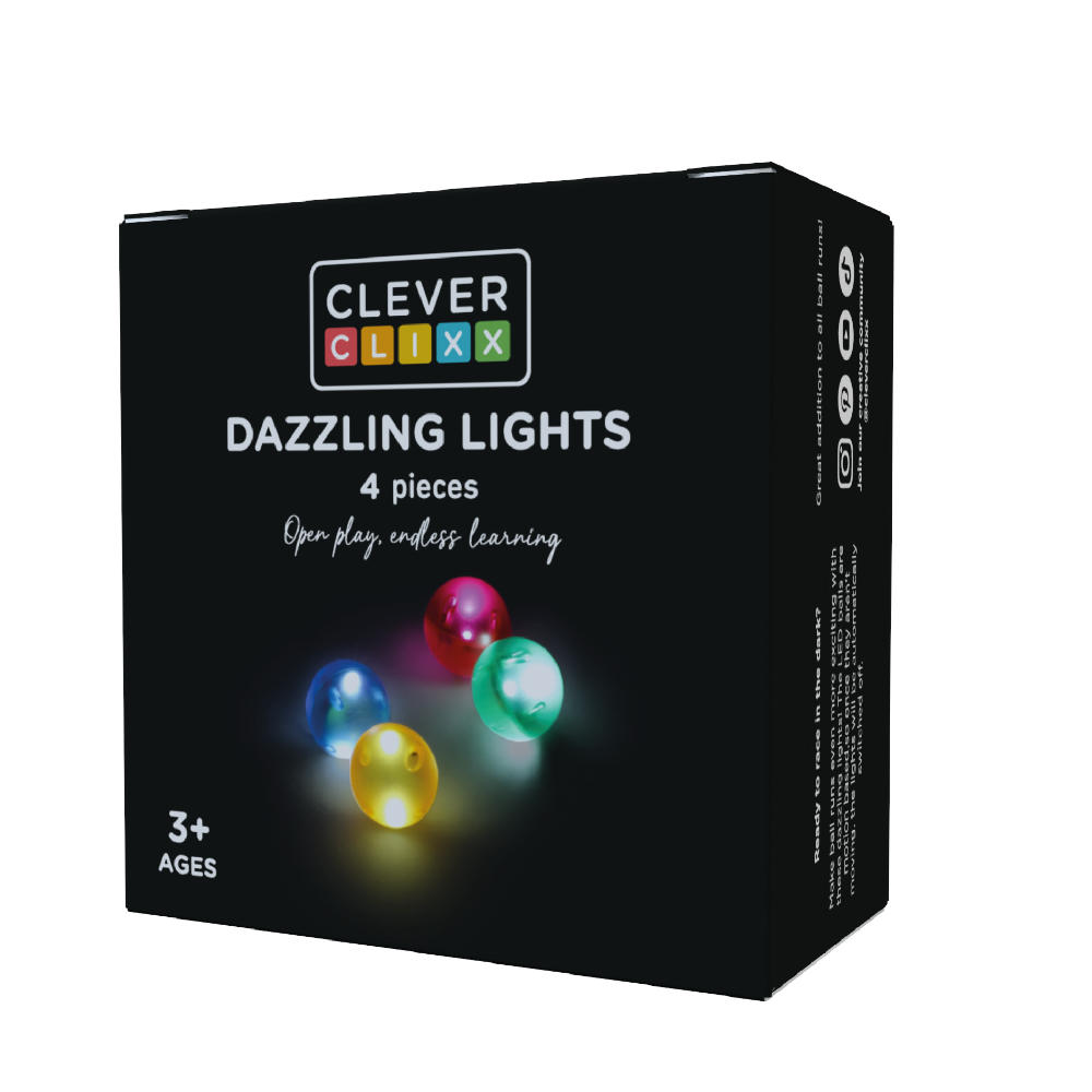 Cleverclixx Lichteffekt-Kugel-Set – 4 Magnetische Kugeln für Kugelbahnen